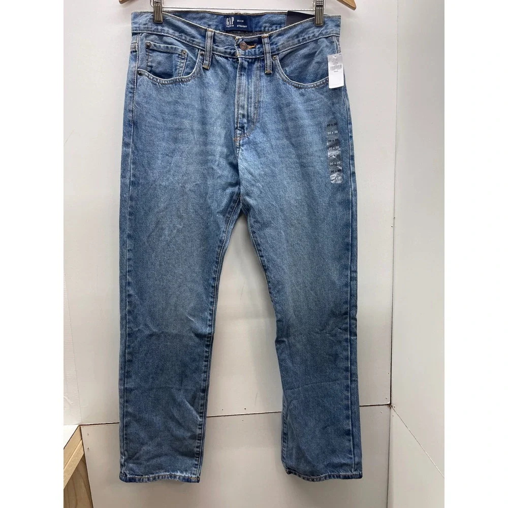Gap Denim Mens Straight Leg Jeans Medium Wash Blue 30x30 NWT